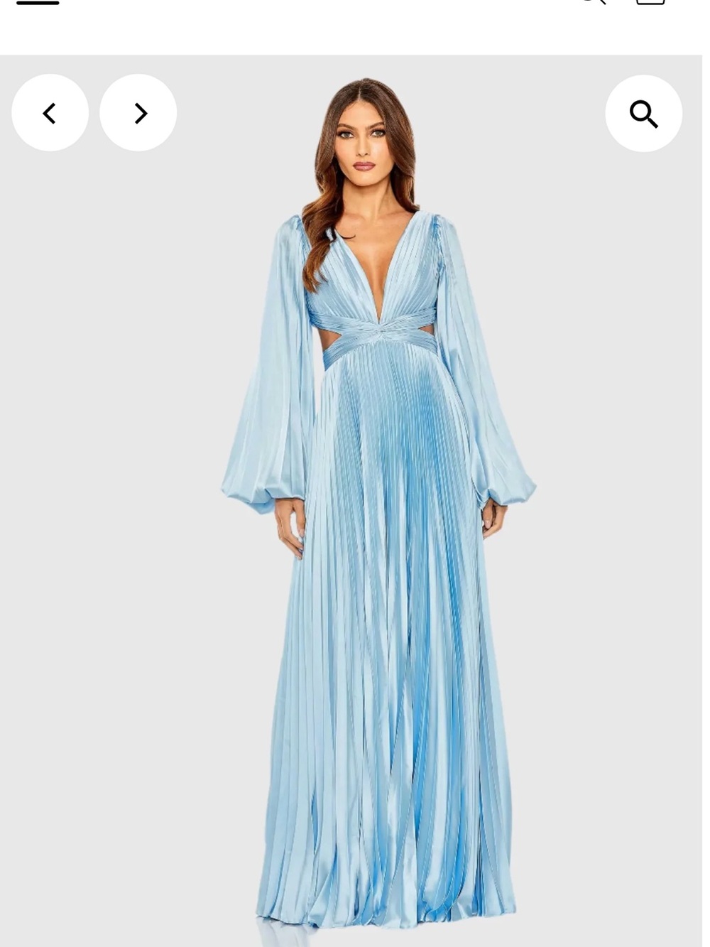 Mac Duggal Light Blue Long Sleeve Pleated Cut-Out Gown size 14 NWT - Picture 1 of 6